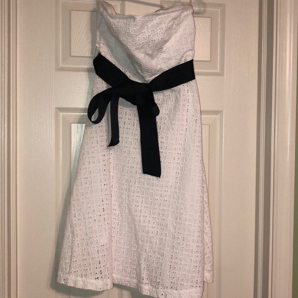 New York & Company White Eyelet Strapless Dress